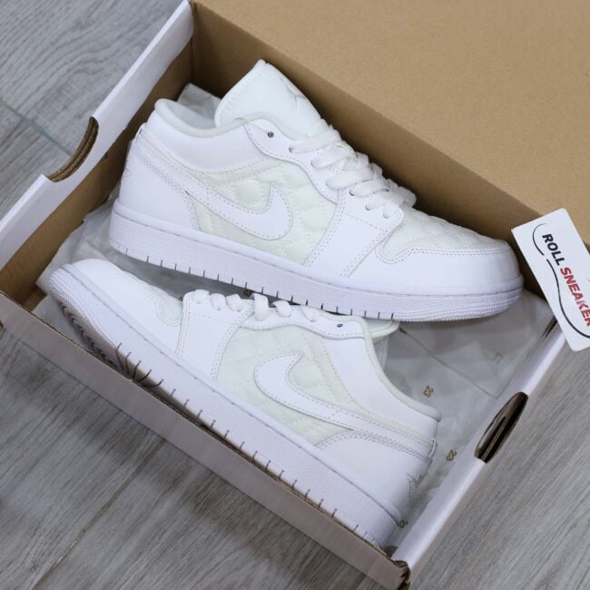 Giày Nike Air Jordan 1 Low ‘Triple White Quilted’ Like Auth