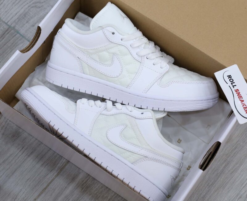Giày Nike Air Jordan 1 Low ‘Triple White Quilted’ Like Auth