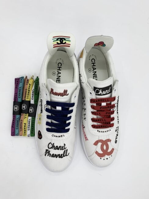 Giày Chanel x Pharell White Canvas Siêu Cấp