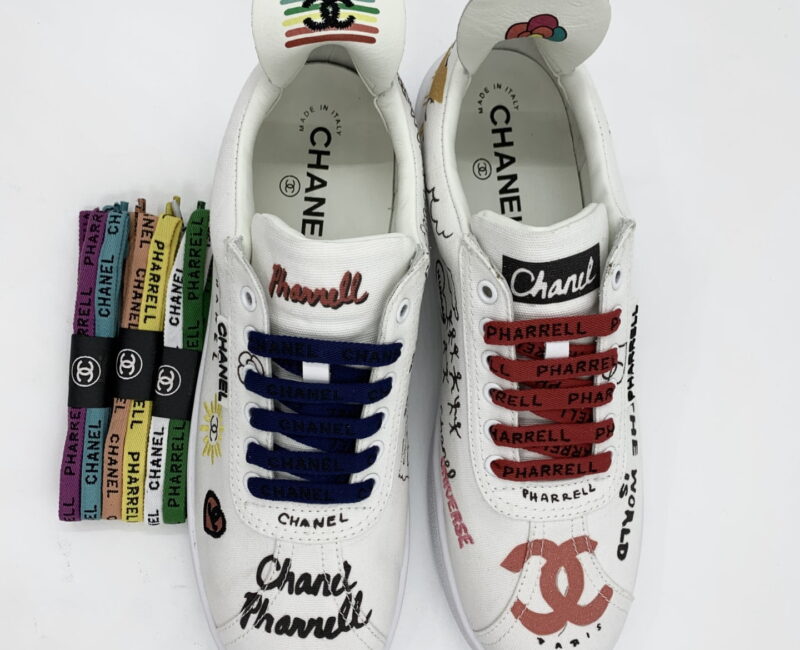Giày Chanel x Pharell White Canvas Siêu Cấp