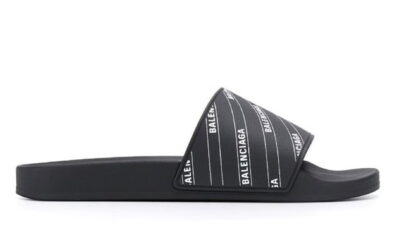 Dép Balenciaga Pool Slide Logo Black Replica