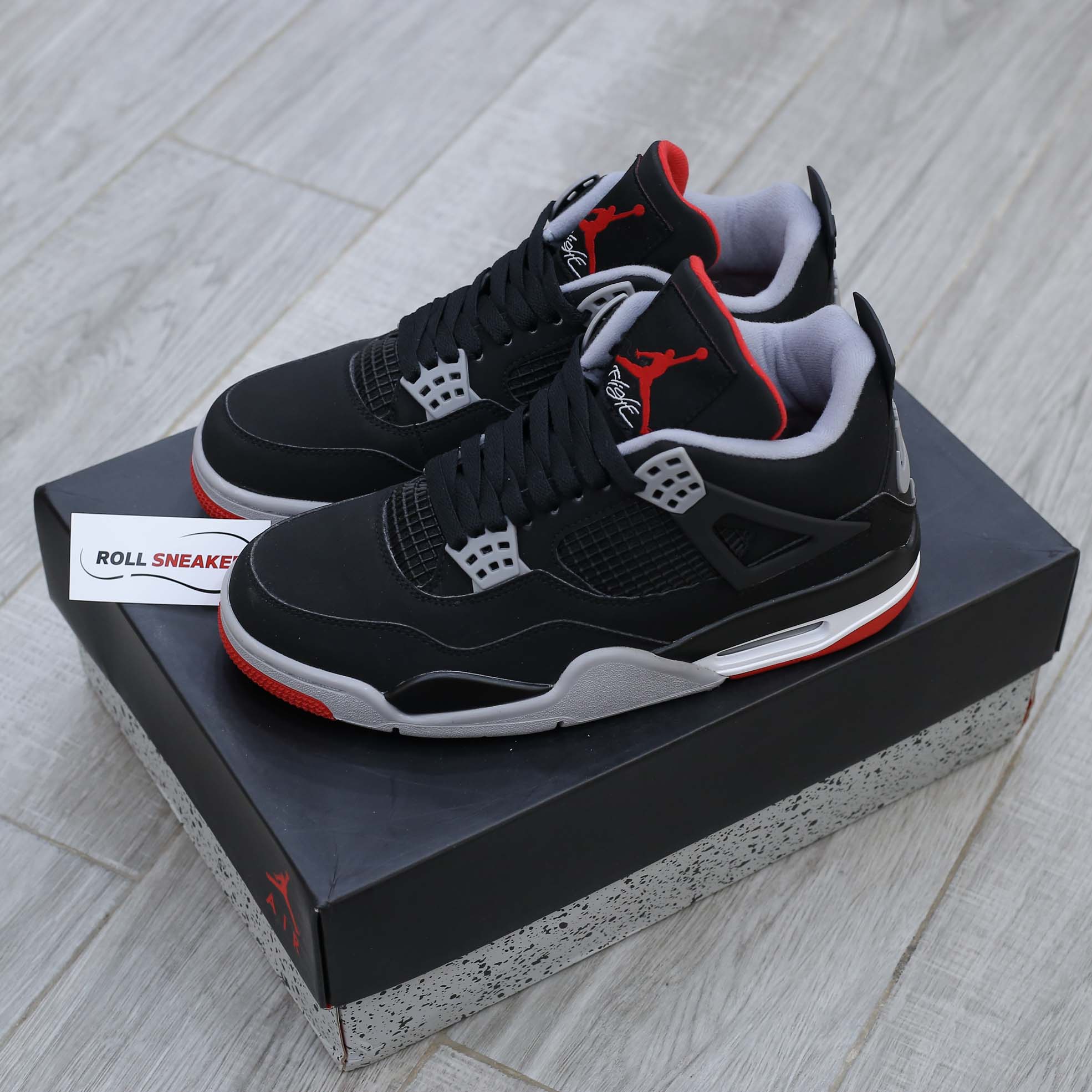 Giày Nike Air Jordan 4 Retro Bred Like Auth Rep 1:1 - Roll Sneaker