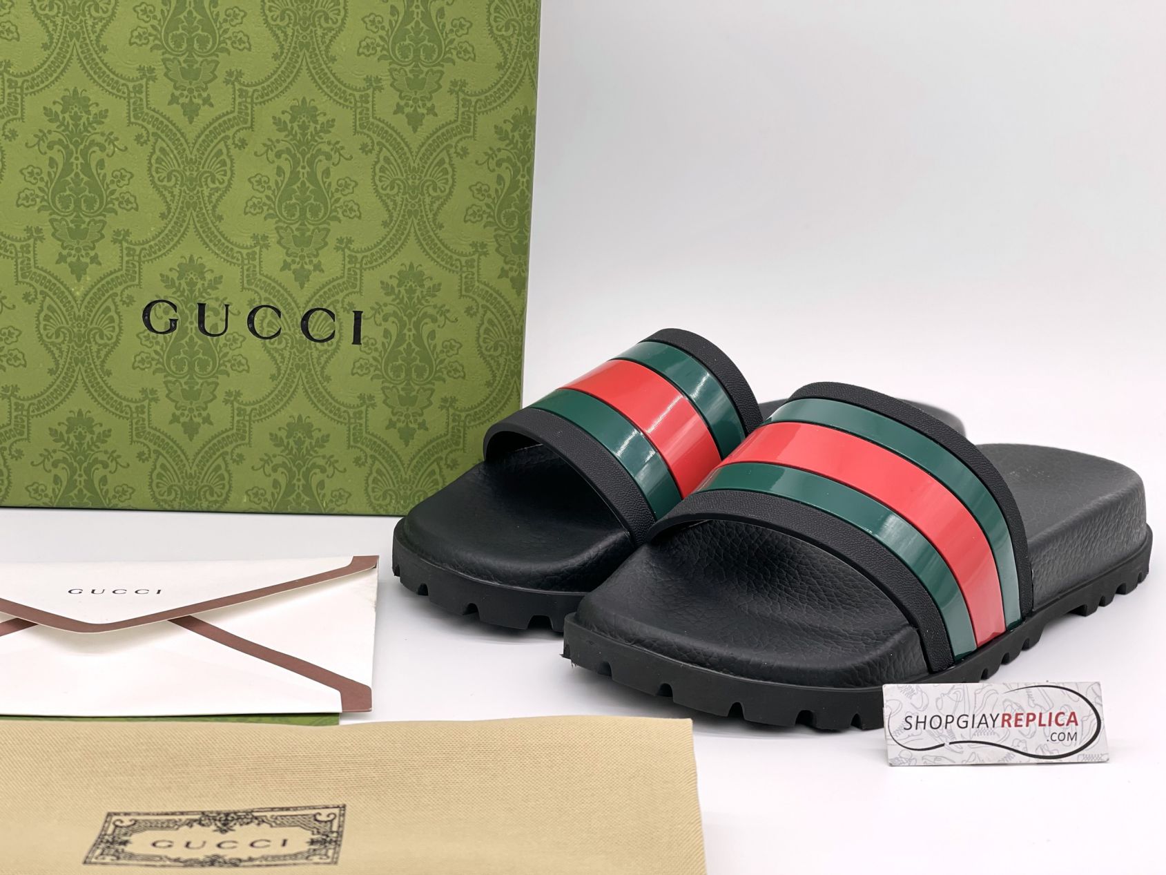 Dép Gucci Web Slide Sandal Black Like Auth hàng siêu cấp - Shop giày  Replica™