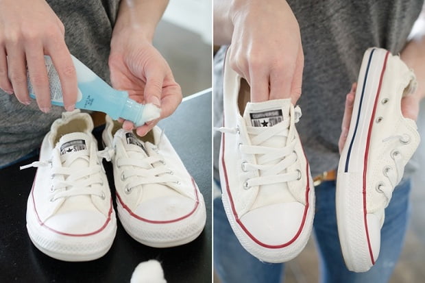 Nước tẩy sơn móng tay có thể vệ sinh giày converse trắng một cách sạch sẽ
