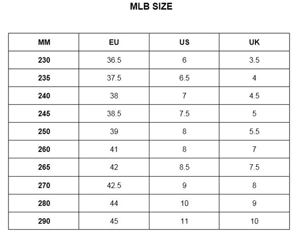 Bảng size giày MLB