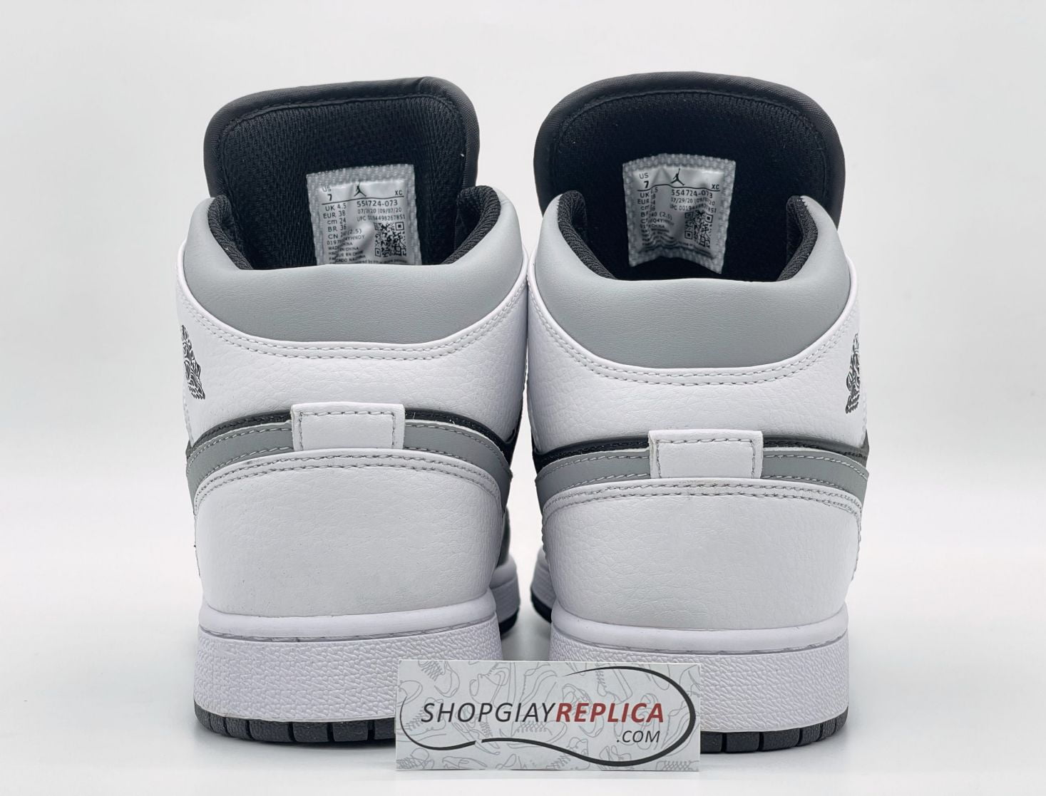 Giày Nike Air Jordan 1 Mid White Shadow