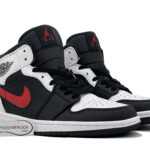Nike Air Jordan 1 Mid Black Chile Red White 11