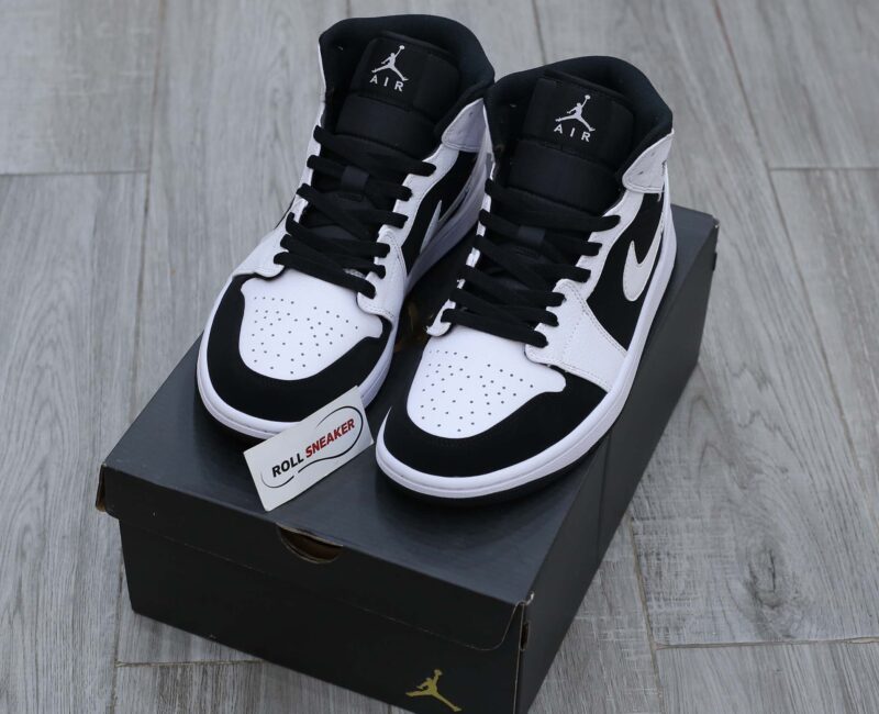 Giày Nike Air Jordan 1 Mid Tuxedo trắng đen