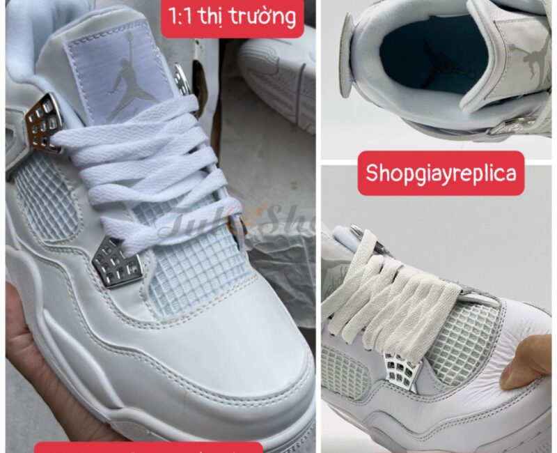so sánh Giày Nike Air Jordan 4 Retro Pure Money (full trắng) Like Auth