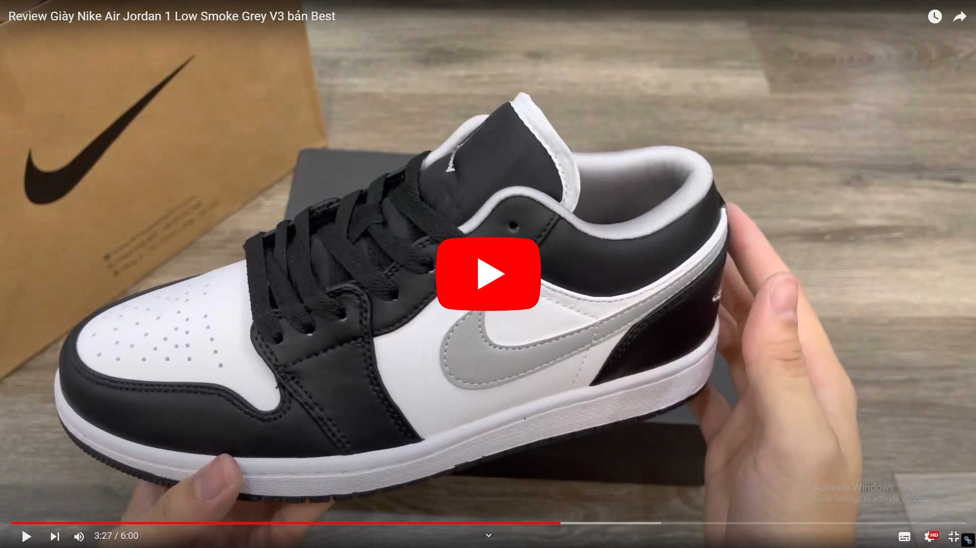 Video Giày Nike Air Jordan 1 Low Smoke Grey V3 Rep 1:1