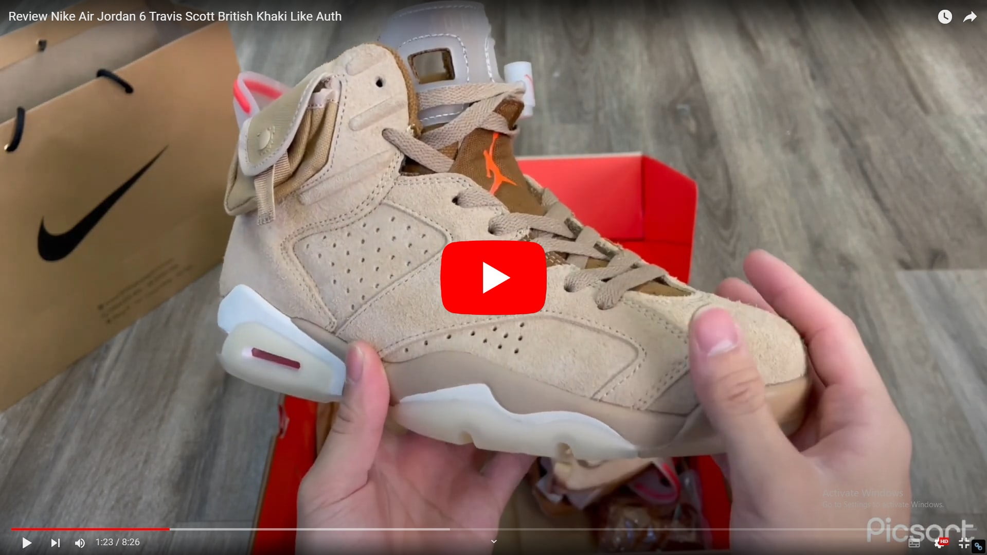 Video Giày Nike Air Jordan 6 Retro Travis Scott British Khaki Like Auth