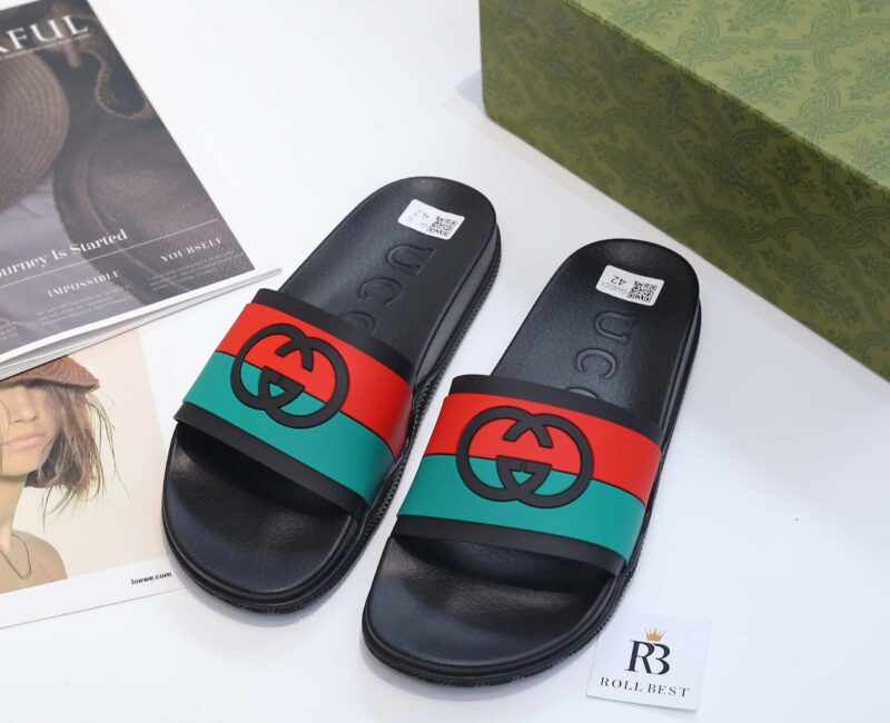 Dép Gucci Interlocking G Slide Black Like Auth