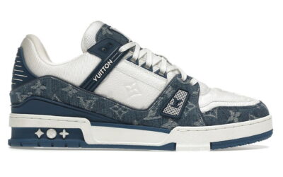 Giày Louis Vuitton LV Trainer Monogram Denim White Blue Like Auth