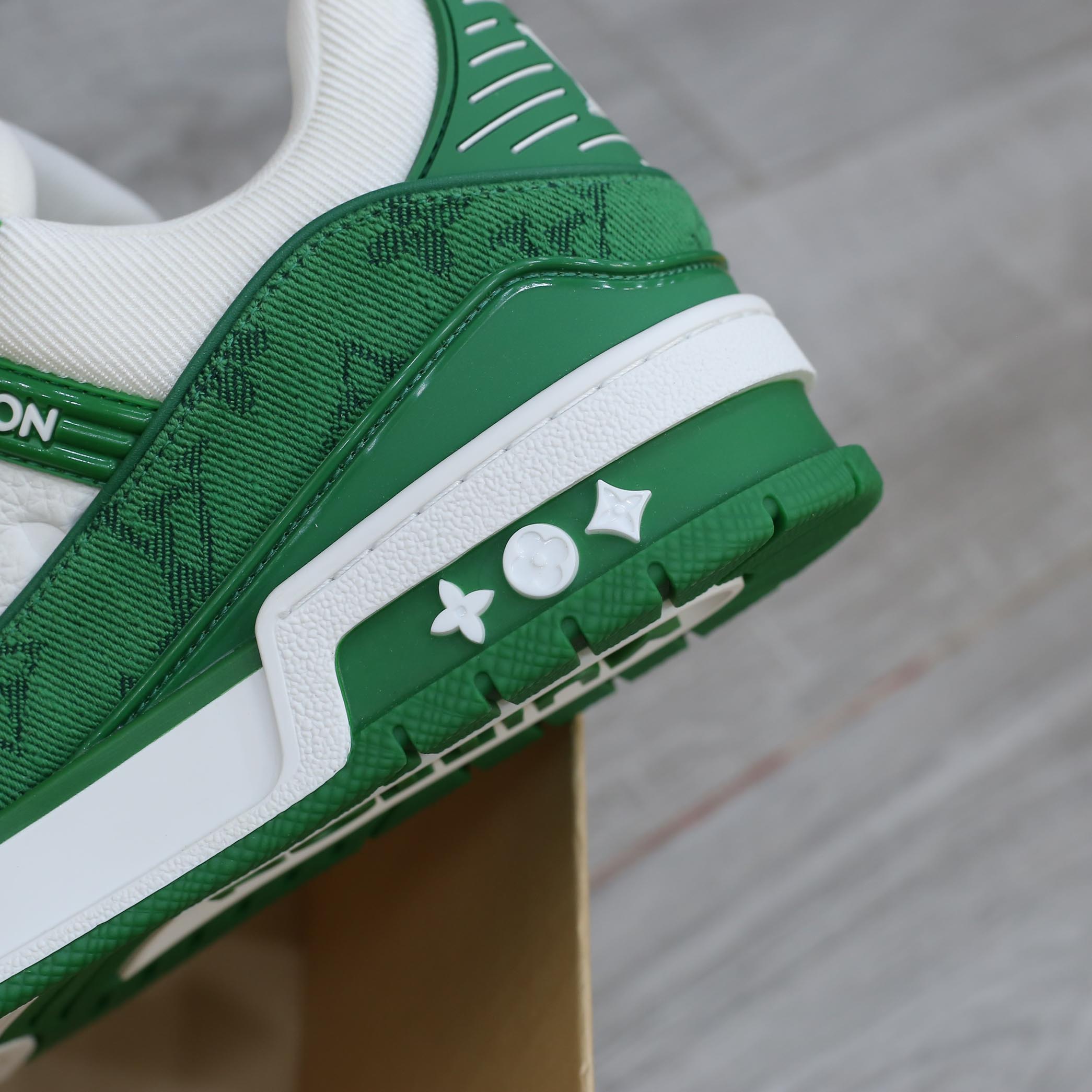 Giày sneaker Louis Vuitton LV Trainer Monogram Denim Green Xanh Best Quality