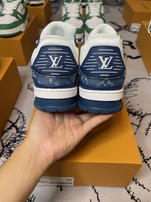 sneaker Louis Vuitton LV Trainer Blue Xanh Monogram Denim White Blue siêu cấp