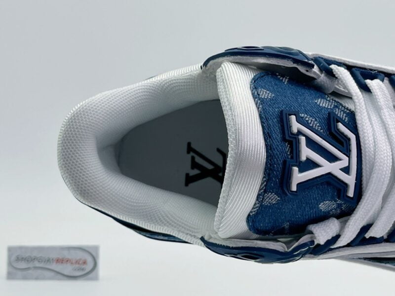 sneaker Louis Vuitton LV Trainer Blue Xanh Monogram Denim White Blue siêu cấp