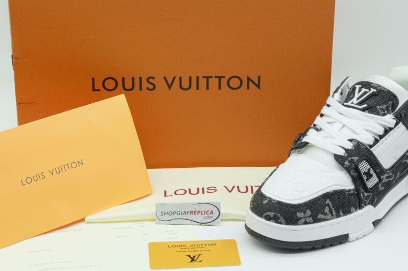 Giày Louis Vuitton LV Trainer Monogram Denim Black White Siêu Cấp
