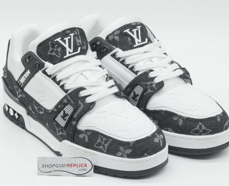 Giày Louis Vuitton LV Trainer Monogram Denim Black White Siêu Cấp