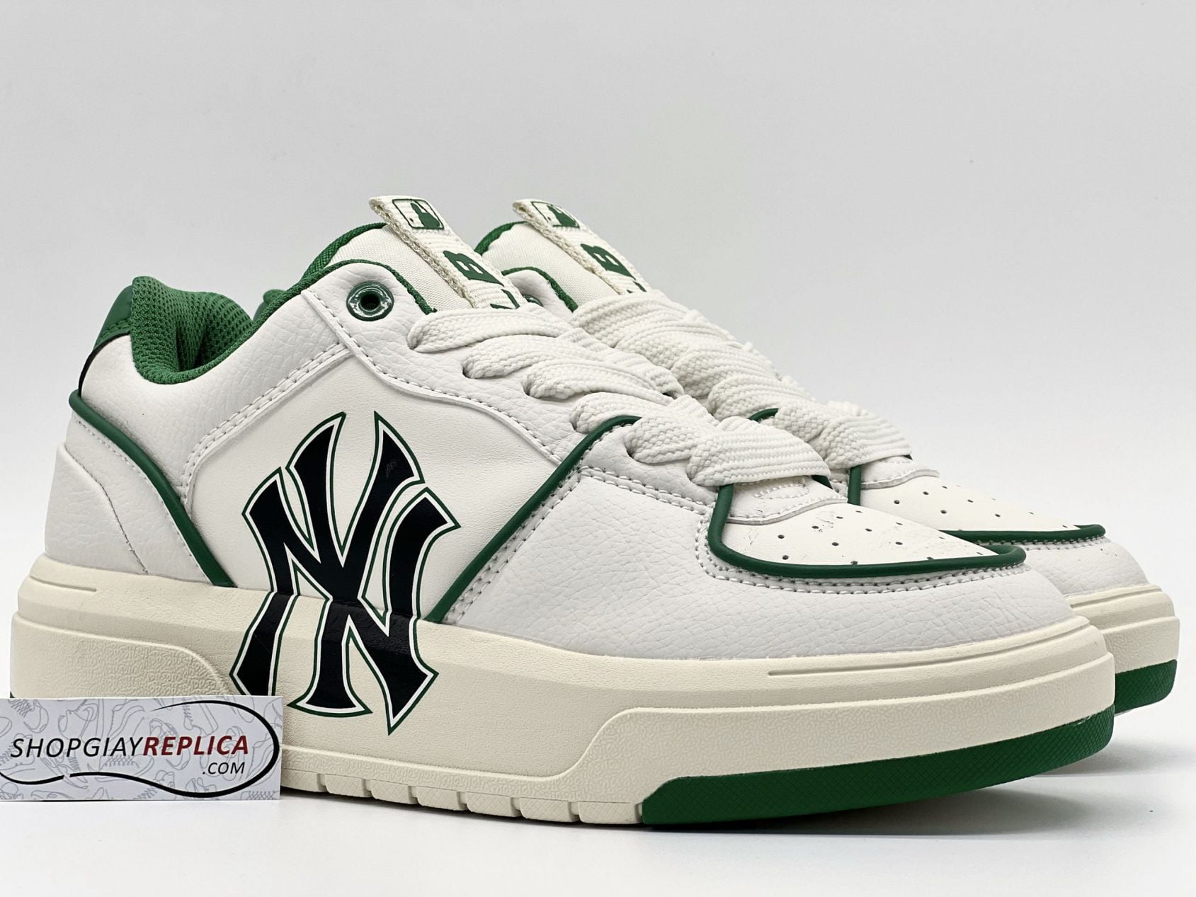 Giày MLB Chunky Liner New York Yankees White Green Rep 11