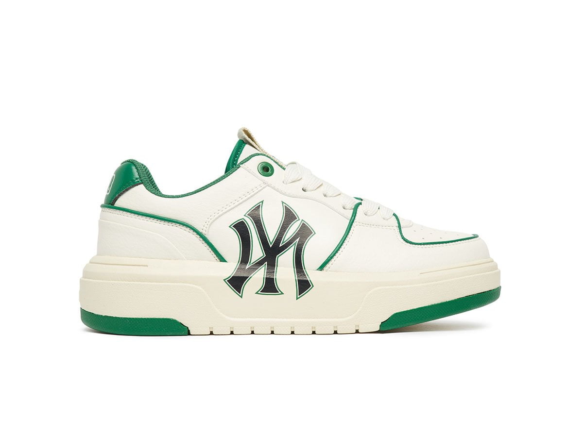 White MLB Chunky Liner Low Green Mens Shoes
