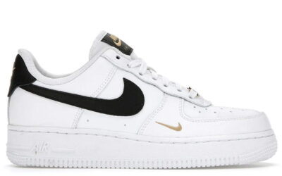 Nike Air Force 1 Low 07 Essential White Black Gold Like Auth