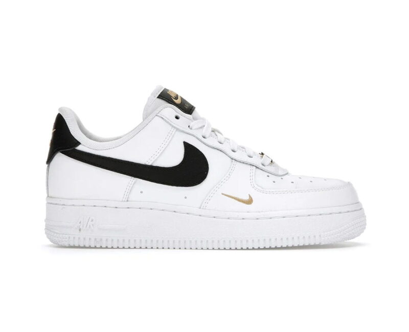 Nike Air Force 1 Low 07 Essential White Black Gold Like Auth