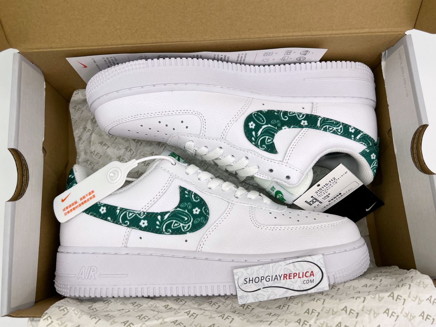 Giày Nike Af1 ’07 Essentials ‘Green Paisley’ Xanh rep 1:1