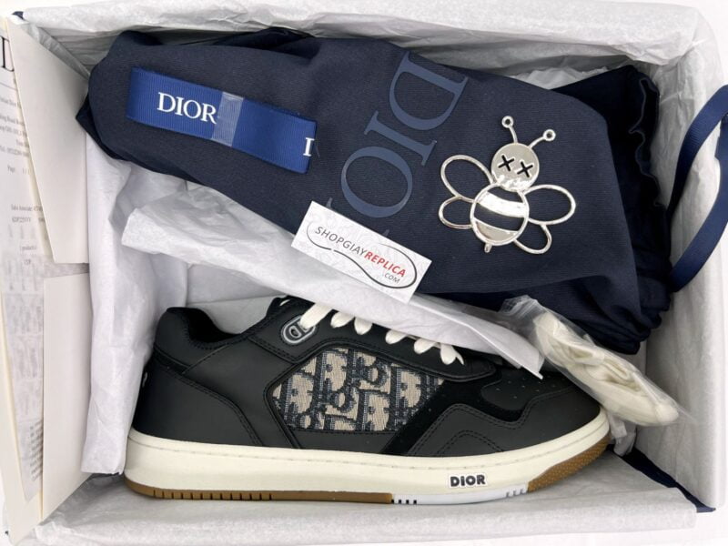 Giày Dior B27 Low Black họa tiết vải Dior Oblique Jacquard Like Auth