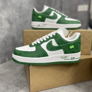 Giày Louis Vuitton x Nike Air Force Af1 Low By Virgil Abloh ‘Green’ Xanh Like Auth