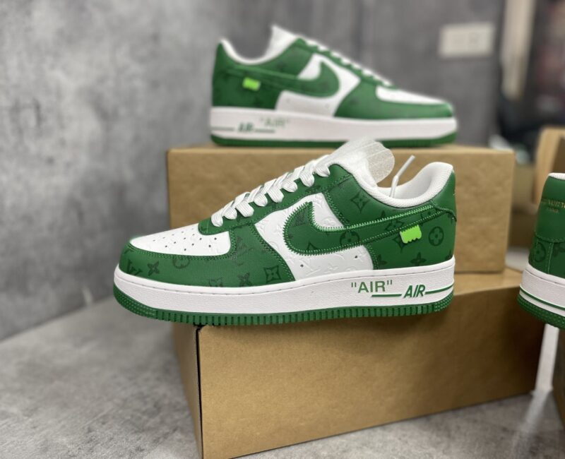 Giày Louis Vuitton x Nike Air Force Af1 Low By Virgil Abloh ‘Green’ Xanh Like Auth