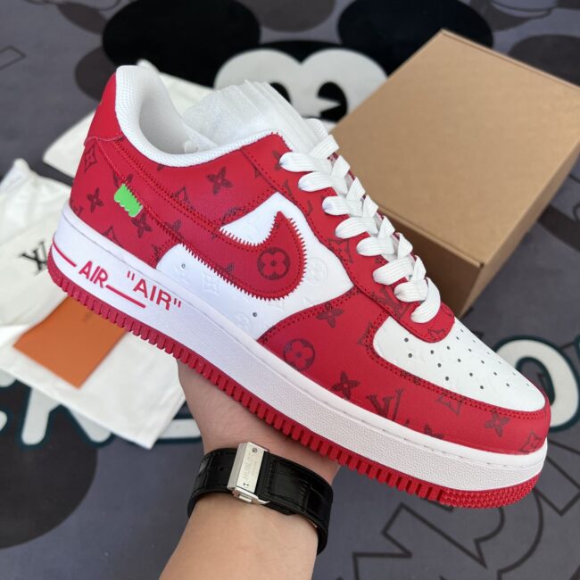 Giày Louis Vuitton x Air Force 1 Low By Virgil Abloh ‘Red’ Like Auth