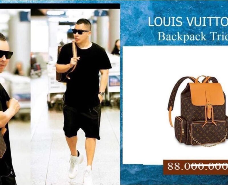 ngôi sao dùng Balo Louis Vuitton Trio Backpack Nâu Monogram Siêu Cấp