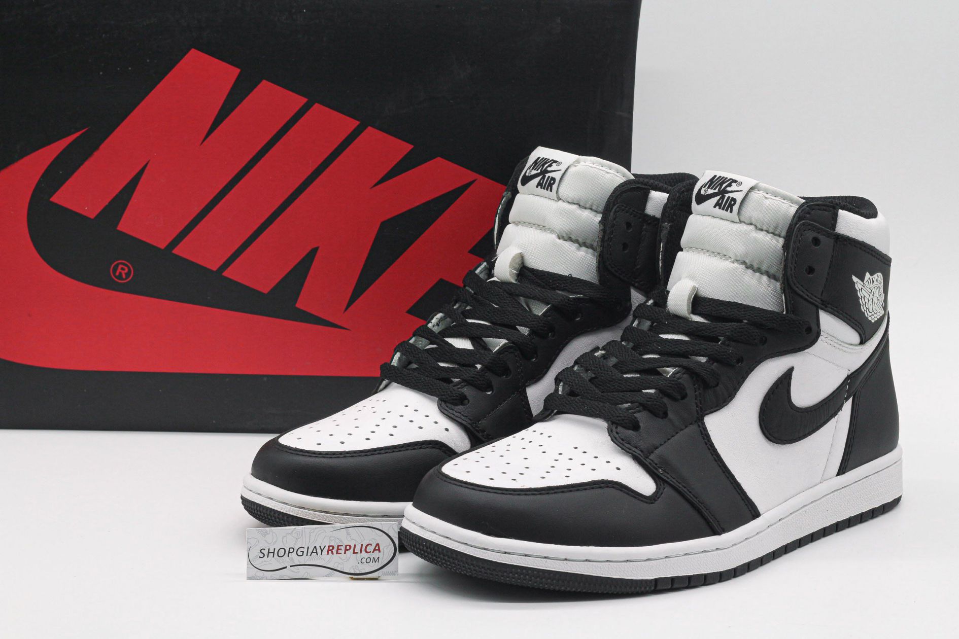 Giày Nike Air Jordan 1 High Black White đen trắng Like Auth