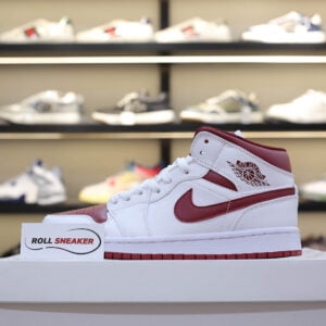 Giày Nike Air Jordan 1 Mid 'White Gym Red' trắng đỏ rep 1:1
