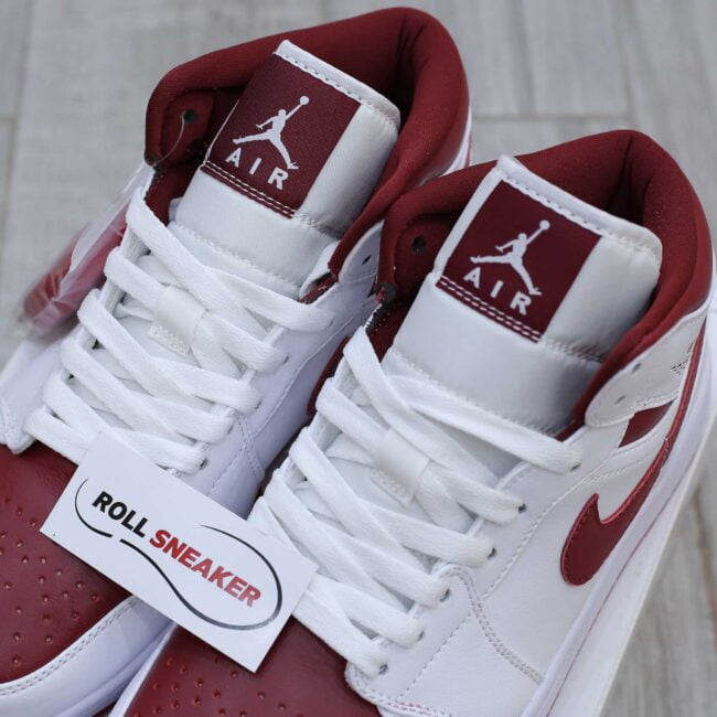 Giày Nike Air Jordan 1 Mid 'White Gym Red' trắng đỏ rep 1:1