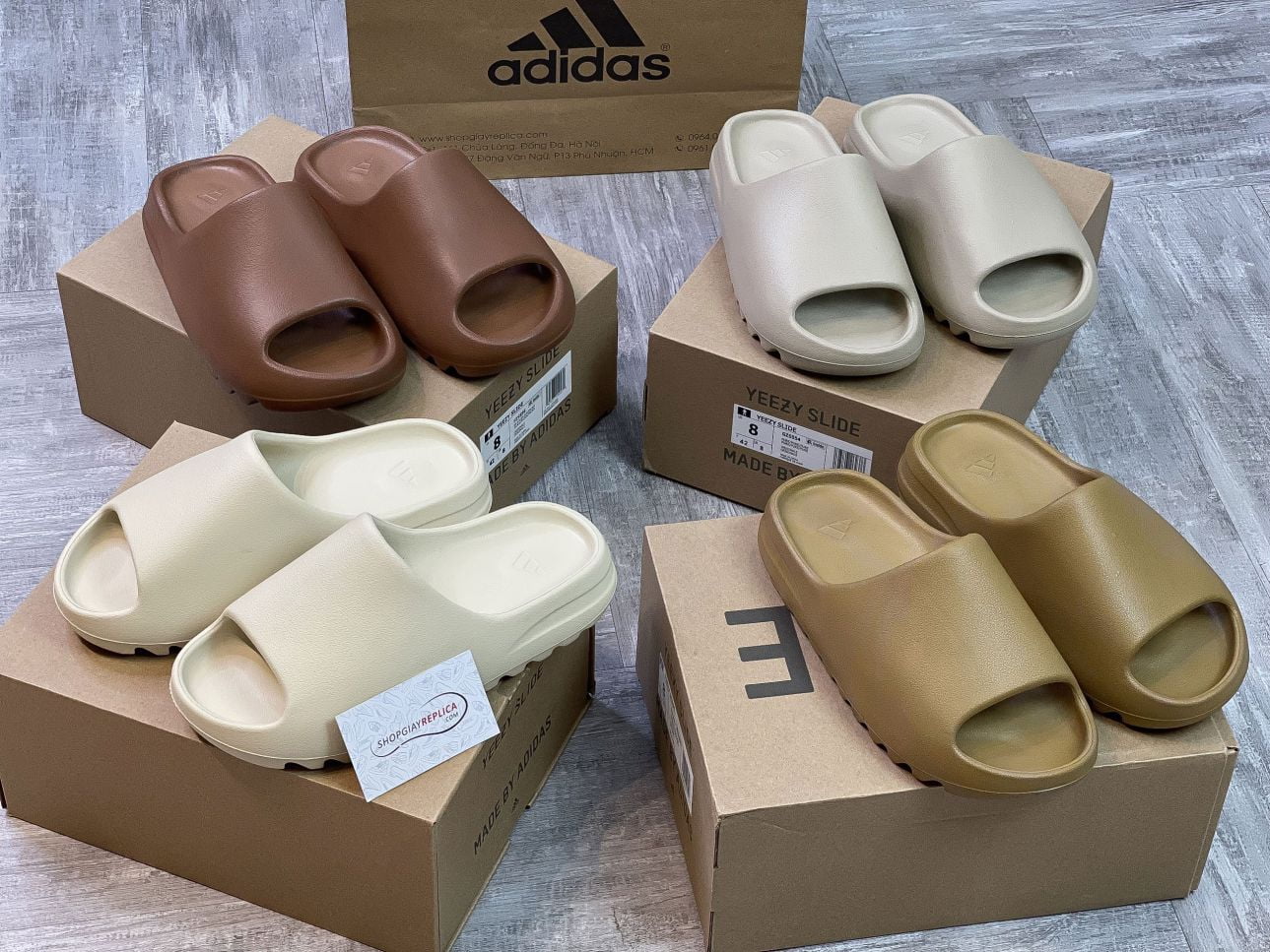 Dép Adidas Yeezy Slide Bone 2022 (vân Nhám) Rep 1:1 - Shop giày Replica™