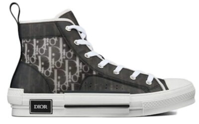 Giày Dior B23 High Top Black họa tiết White Dior Oblique Canvas Like Auth