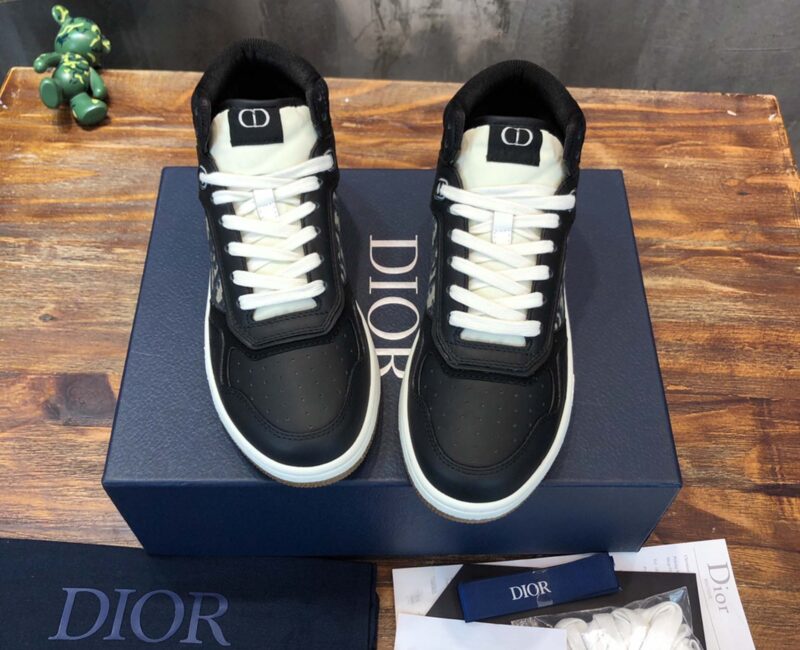 Giày Dior B27 High Black họa tiết vải Dior Oblique Jacquard Like Auth