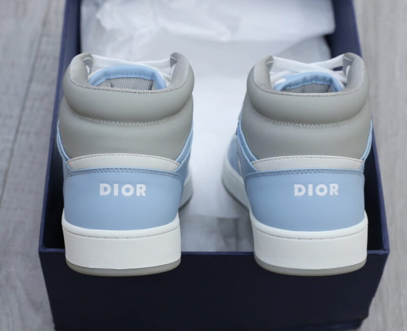 Giày Dior B27 High Light Blue and White Gray họa tiết vải Dior Oblique Jacquard Like Auth
