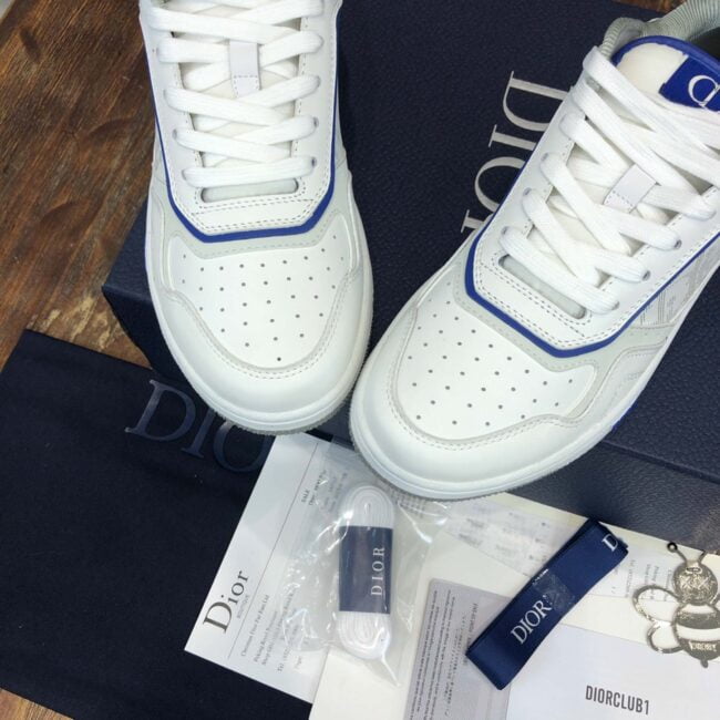 Giày Dior B27 Low White Blue họa tiết Dior Oblique Galaxy Like Auth