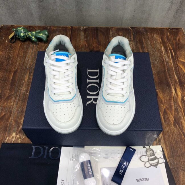 Giày Dior B27 Low White Light Blue họa tiết Dior Oblique Galaxy Like Auth