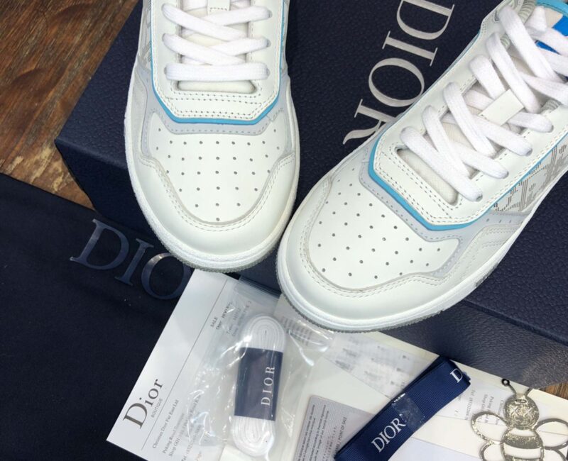 Giày Dior B27 Low White Light Blue họa tiết Dior Oblique Galaxy Like Auth