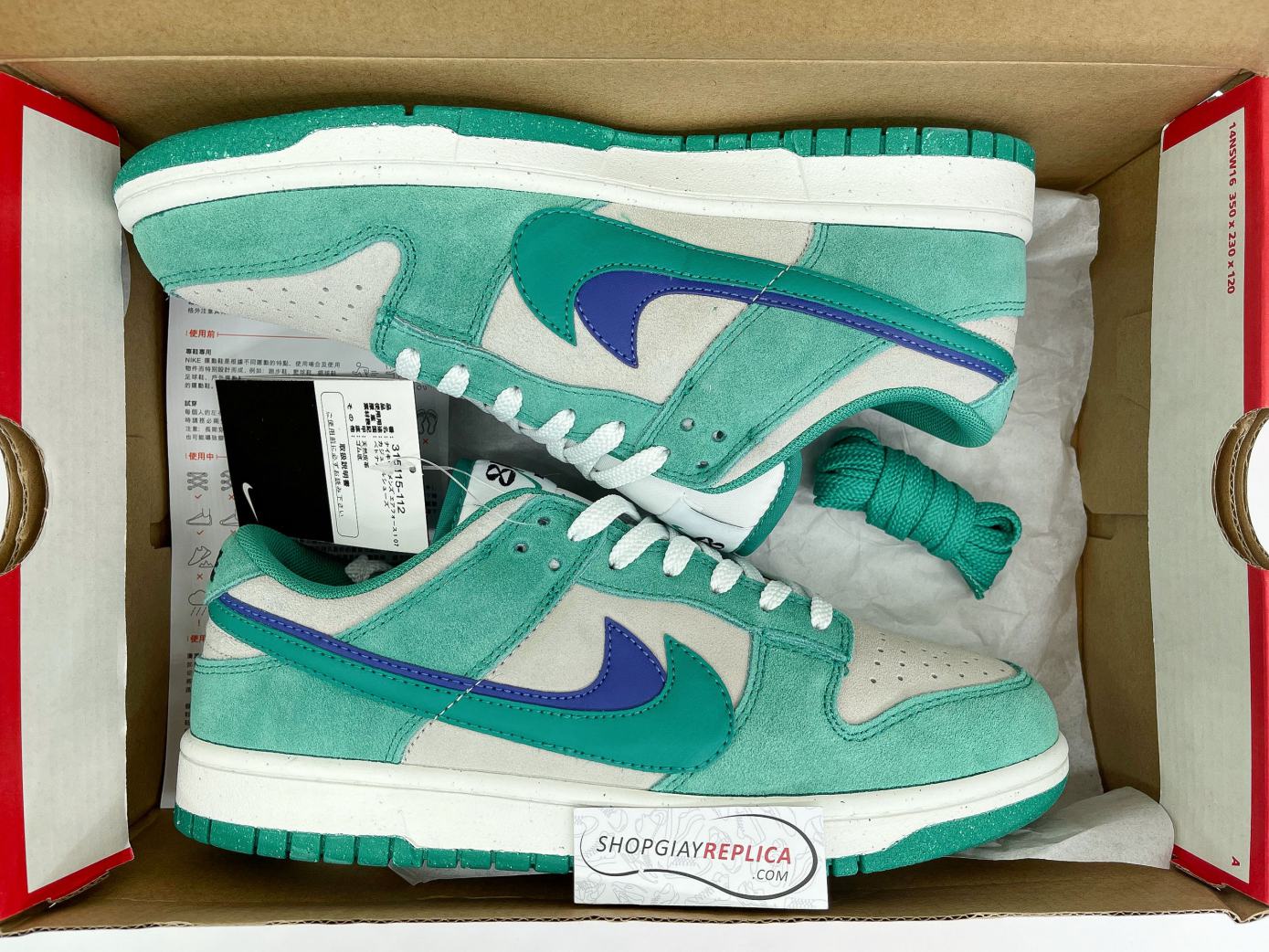 Giày Nike Dunk Low SE 85 Neptune Green Xanh Like AUth