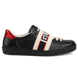 Giày Gucci Ace Stripe Leather 'Black' Like Auth