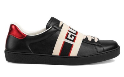 Giày Gucci Ace Stripe Leather 'Black' Like Auth