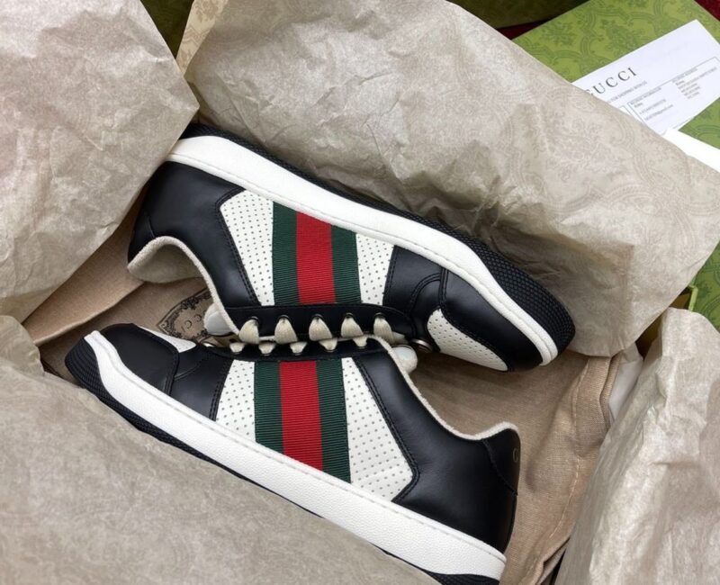 Giày Gucci Screener Black White Leather Like Auth