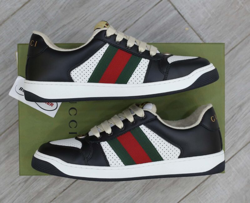 Giày Gucci Screener Black White Leather Best Quality