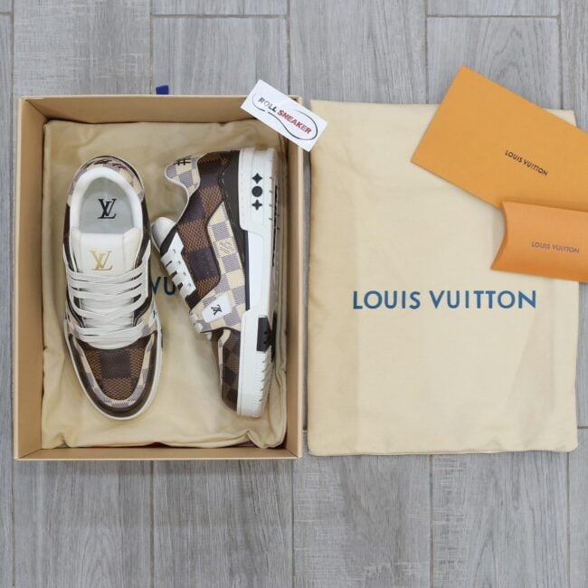 Giày Louis Vuitton LV Trainer #54 Damier Ebene Multi Like Auth