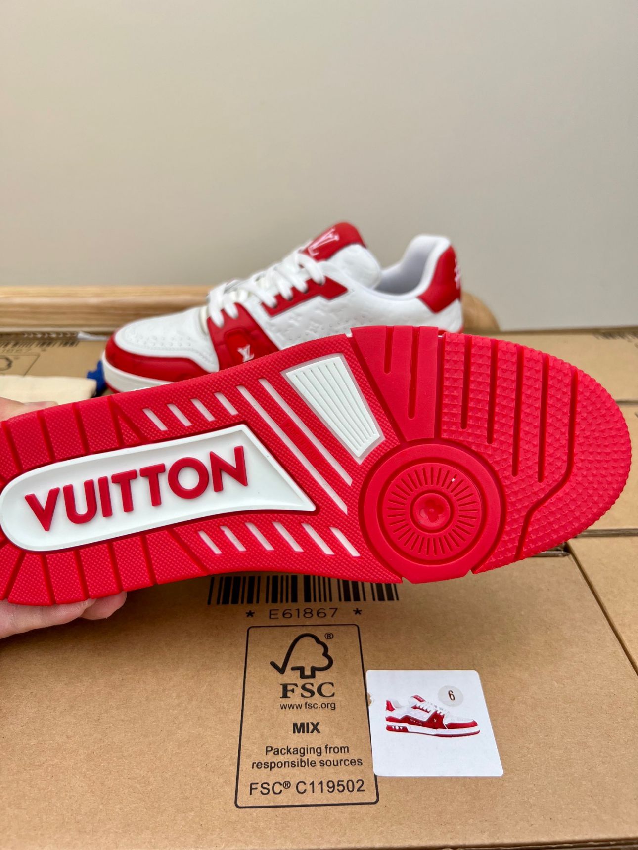 Giày Louis Vuitton Lv Trainer #54 Signature Red Like Auth - Cop Sneaker