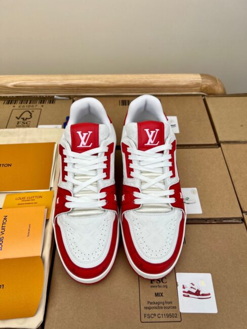 Giày Louis Vuitton Lv Trainer #54 Signature Red Like Auth